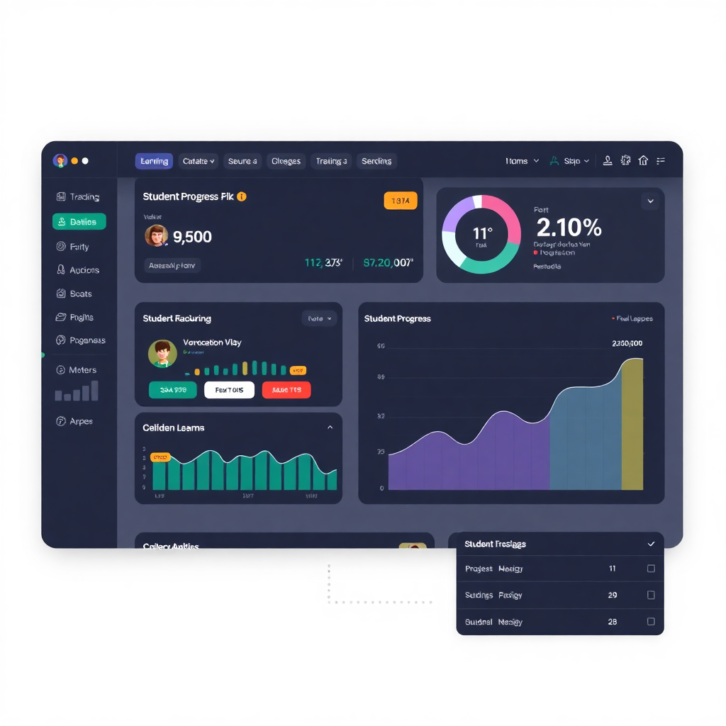 online learning platform dashboard with student progress tracking, educational interface design