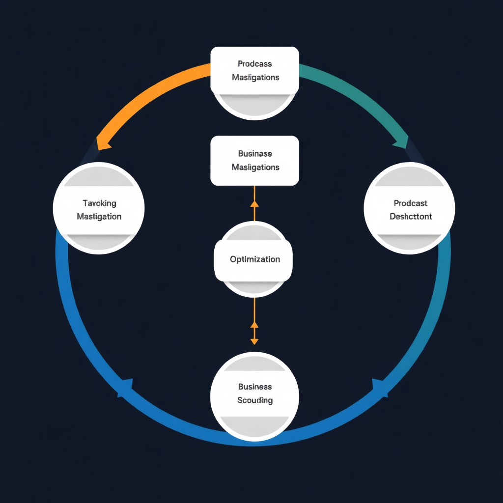 business process workflow diagram with optimization points highlighted, data analysis visualization, professional business setting