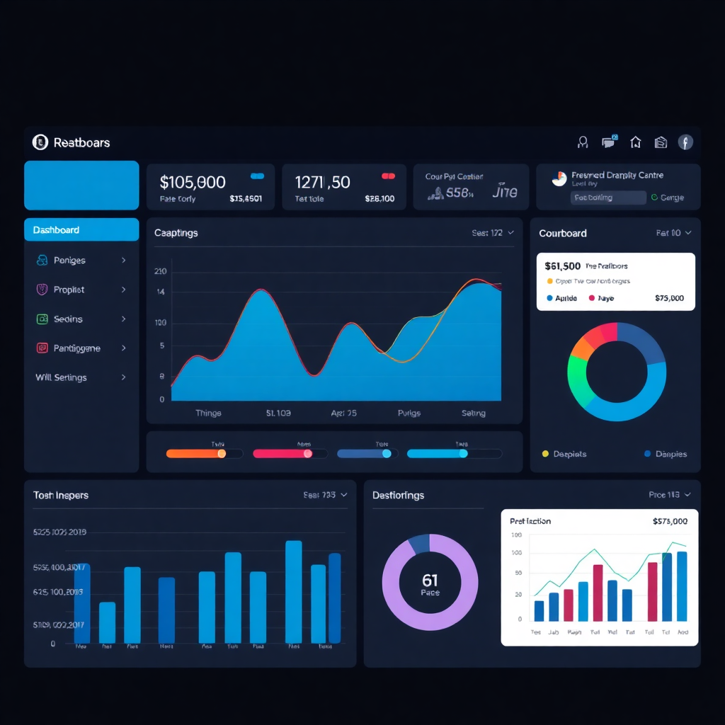 custom software dashboard interface, data visualization, business analytics tool, modern UI design